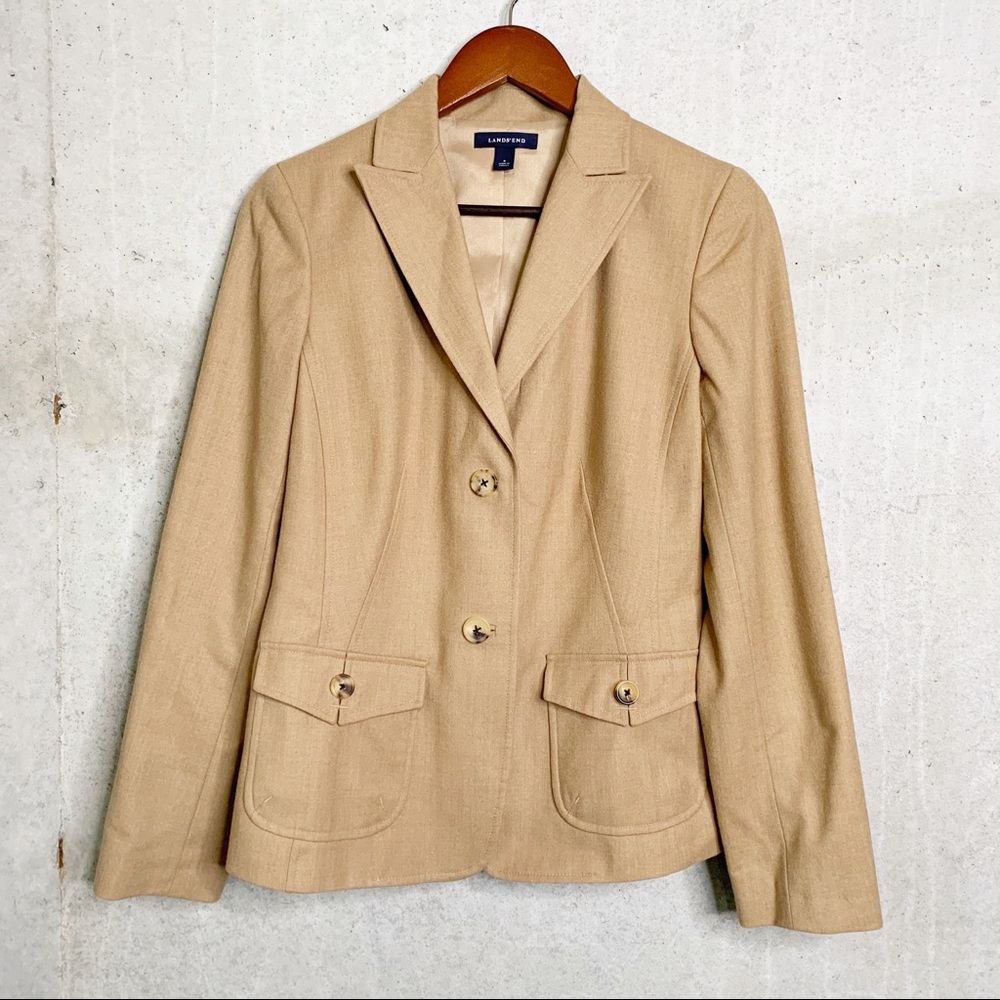 Lands’ End khaki wool blazer size 8